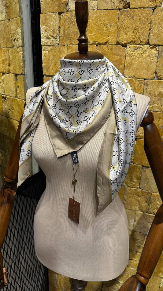 Gucci Silk Scarf Beige