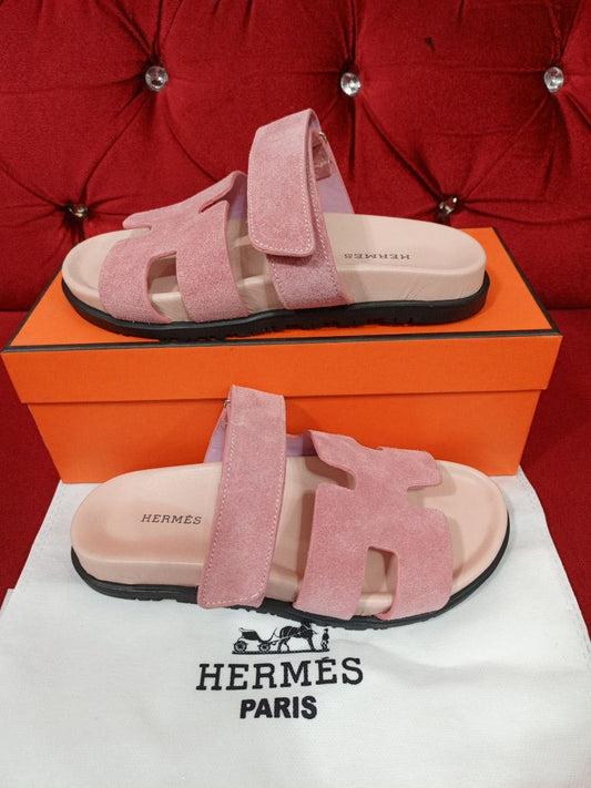 Hermès Chypre Suede Sandals Pink