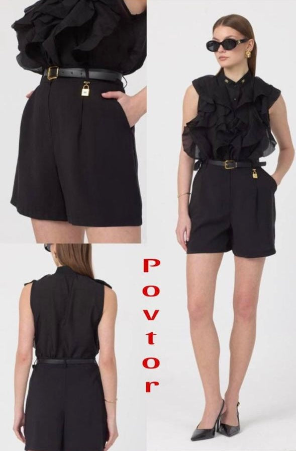 Elisabetta Franchi High-Waist Tailored Shorts Black