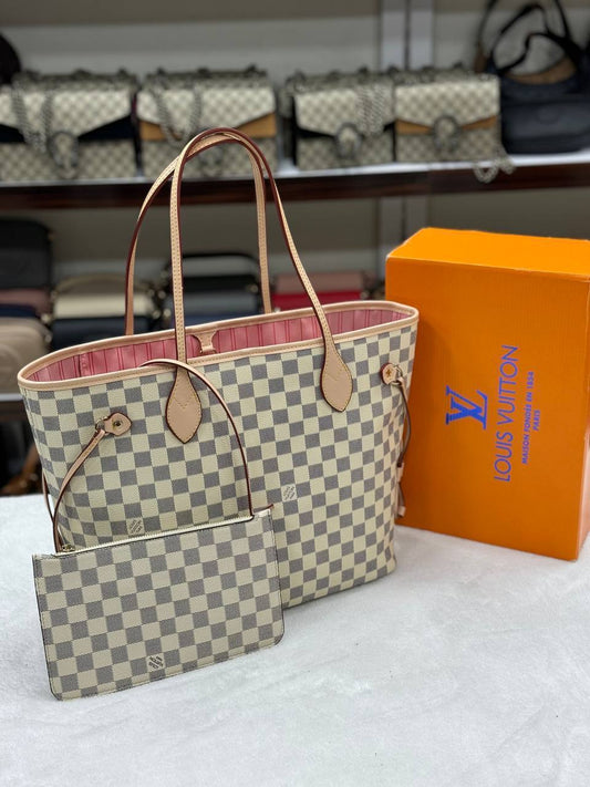 Neverfull Damier White Pink Inside