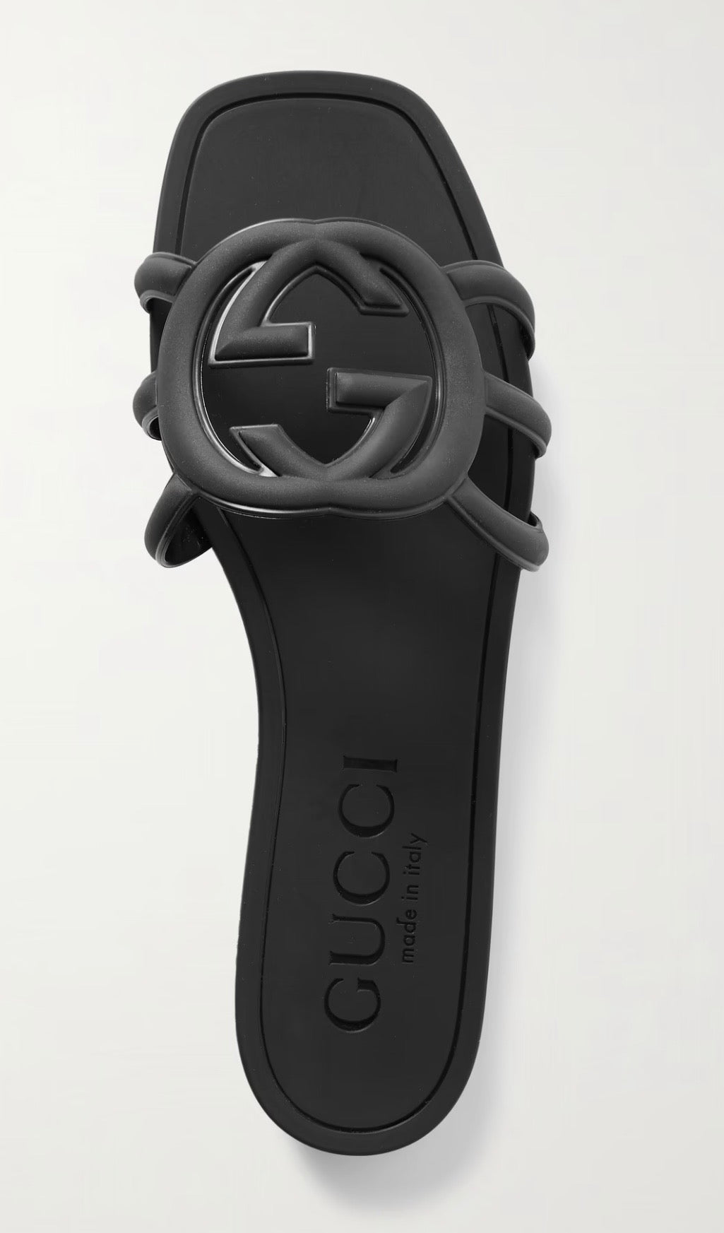 Gucci Interlocking G Rubber Slide Sandals Black