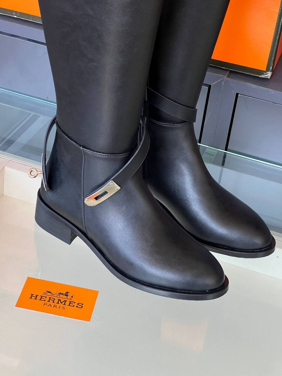 Hermes Μπότες Kelly Μαύρες