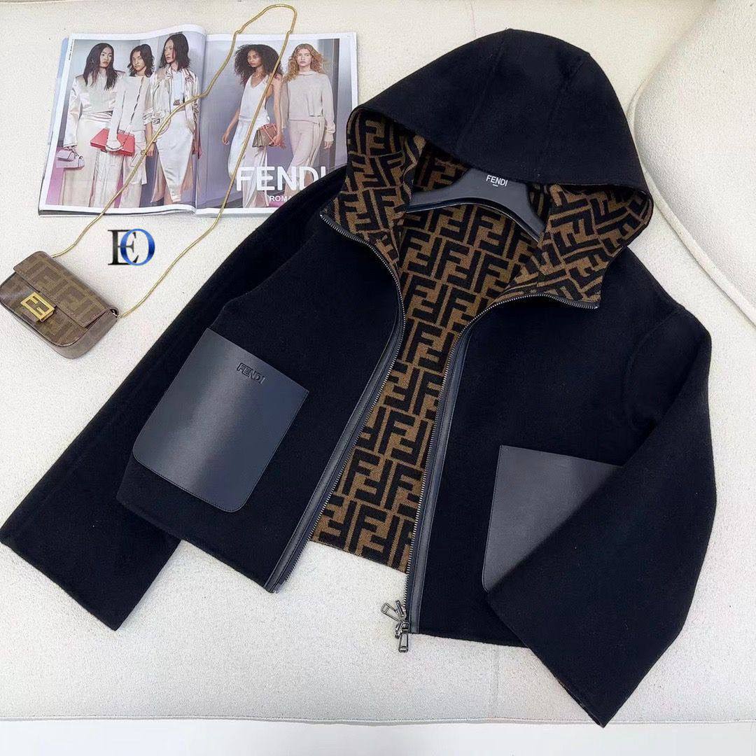 Fendi Reversible Hooded Jacket Black Brown