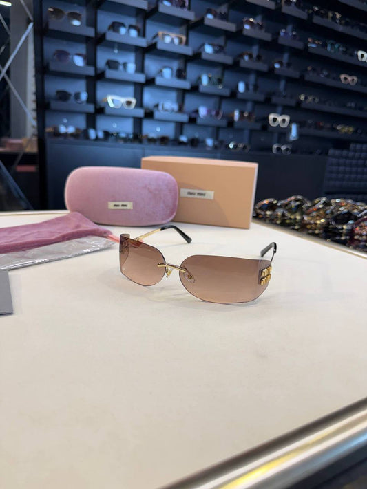 Miu Miu Rimless Sunglasses Light Brown