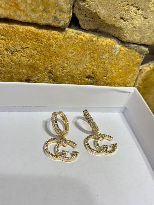 Gucci GG Crystal Drop Earrings Gold