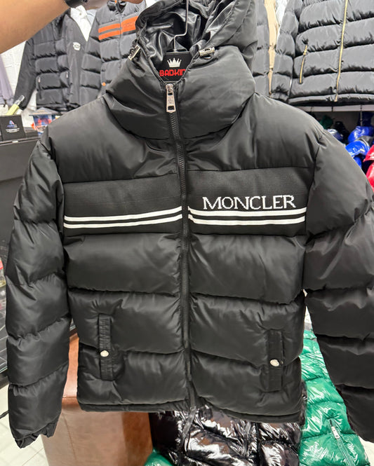 Moncler Logo Stripe Down Jacket Black