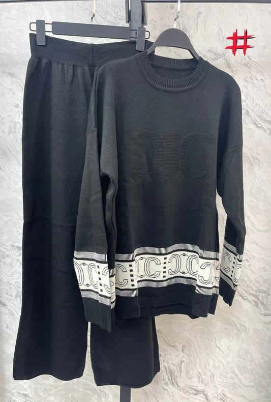 CELINE Monogram Knit Outfit Set Black