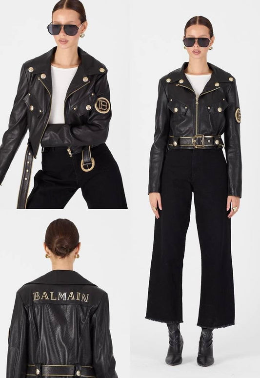 Balmain Black Leather Jacket