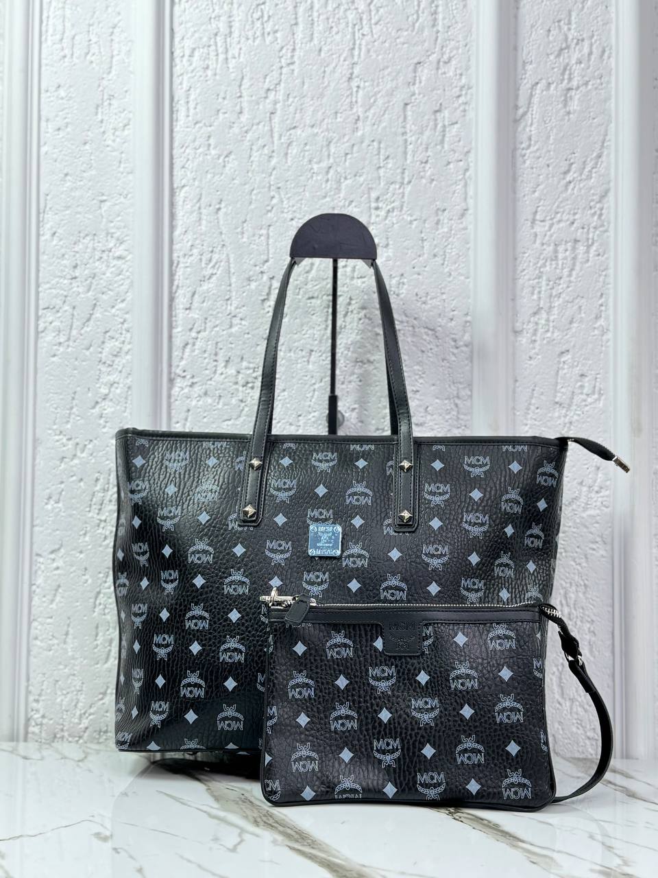 MCM Shopper Tote Black Visetos