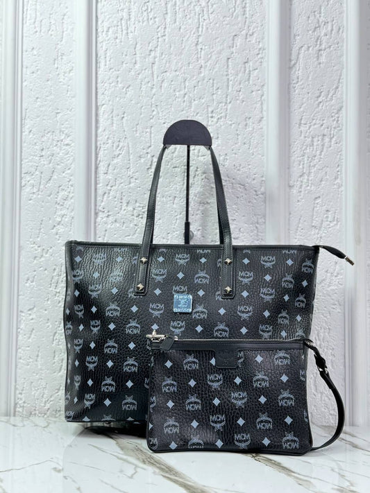 MCM Shopper Tote Black Visetos