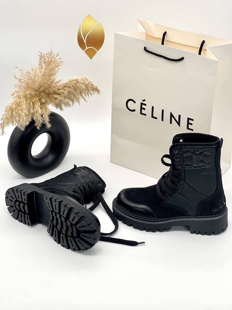 CELINE Triomphe Boots Black