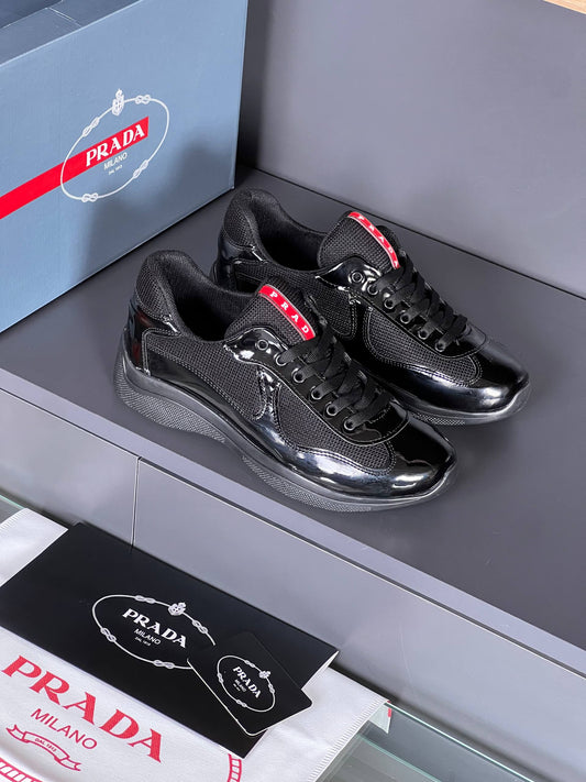 Prada Milano Patent Leather Sneakers Black