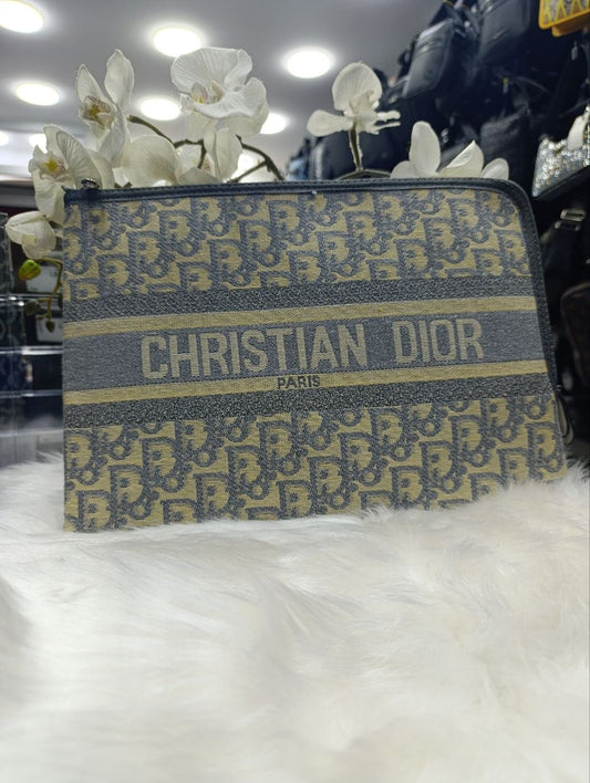 Dior Oblique Zipped Pouch Grey