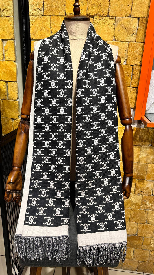 CELINE Triomphe Cashmere Scarf Black