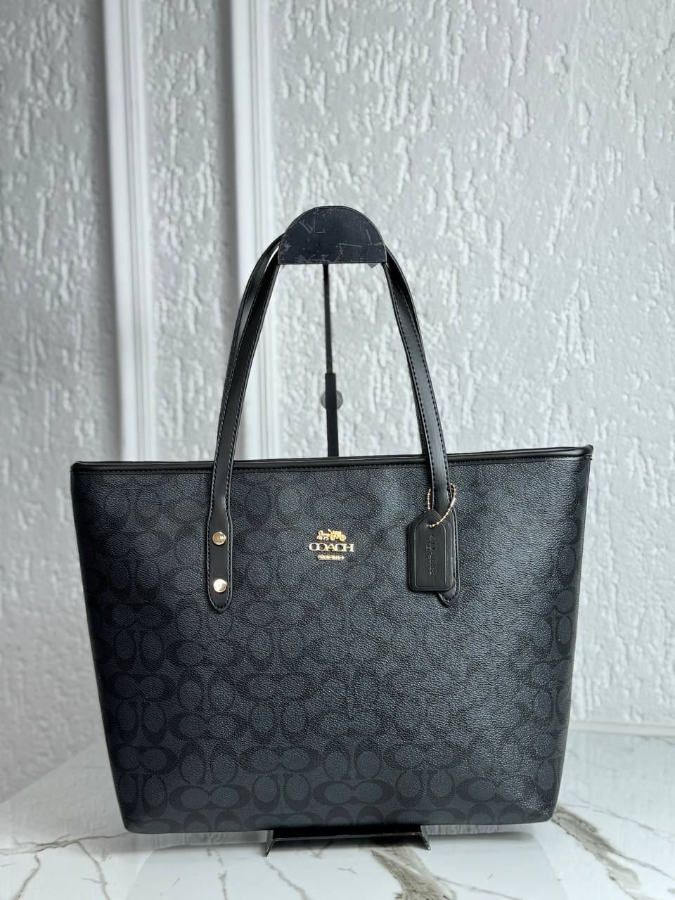 Coach City Tote Signature Charcoal Black