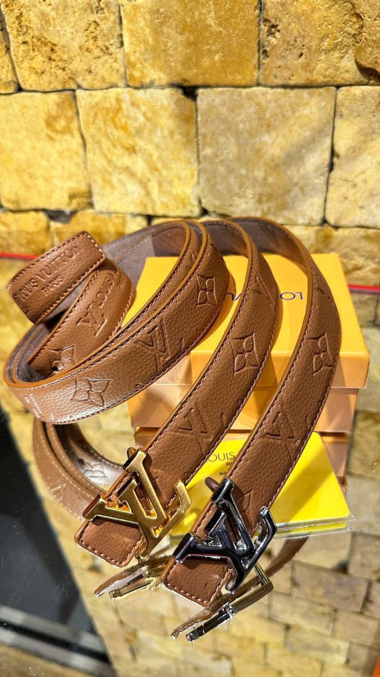 Louis Vuitton LV Initials Monogram Leather Belt Brown