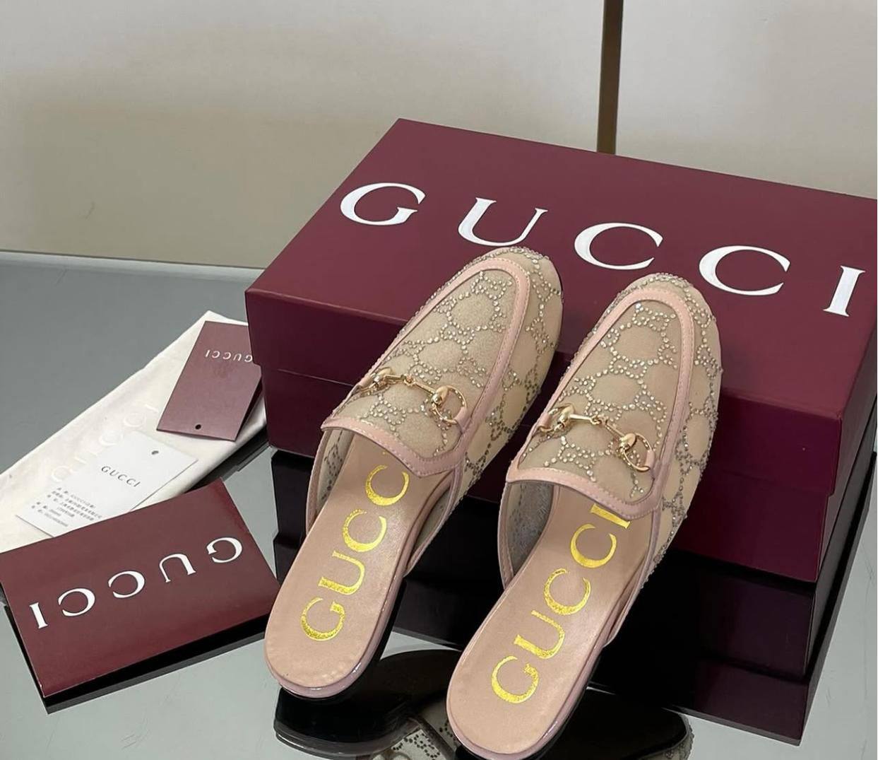 Gucci GG Horsebit Mule Beige