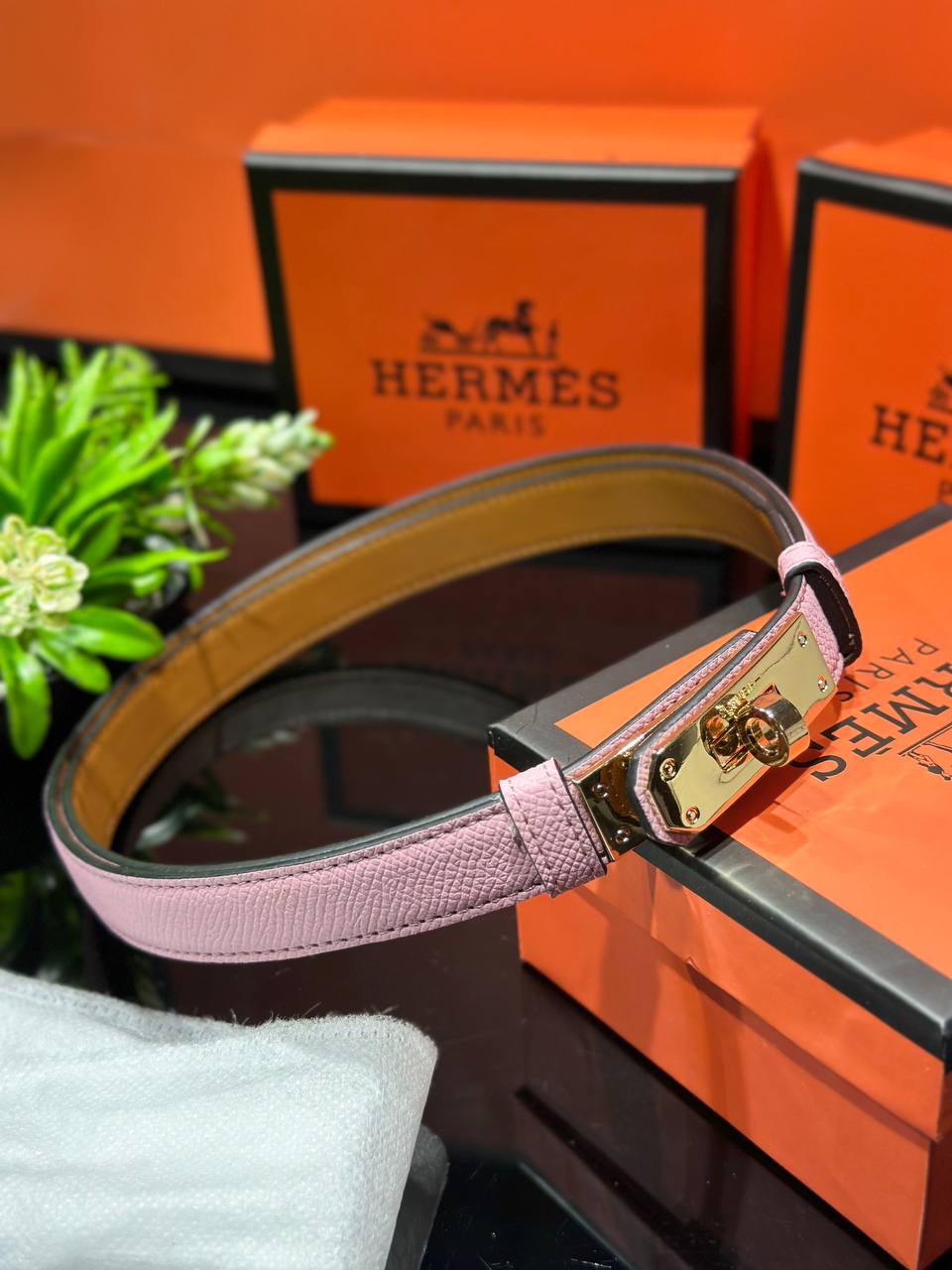 Hermes Ζώνη Kelly Ροζ