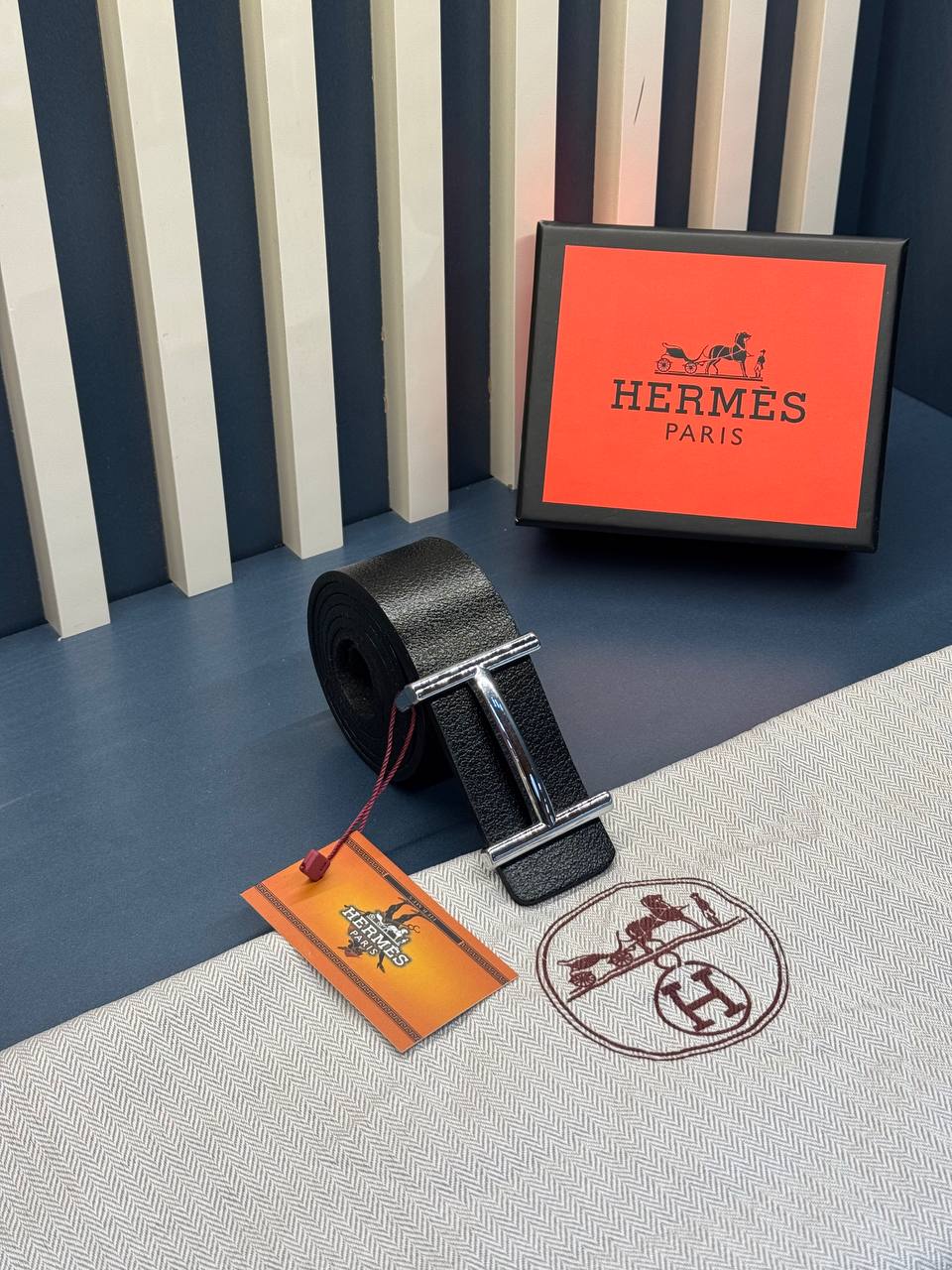 Hermès H Reversible Belt Black/Silver