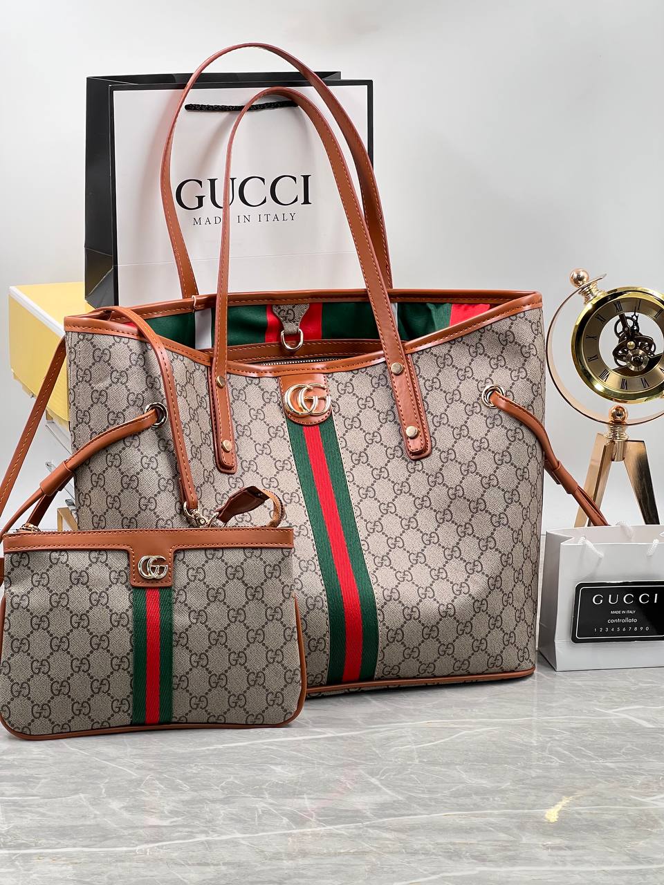 Gucci Ophidia Shopper Brown