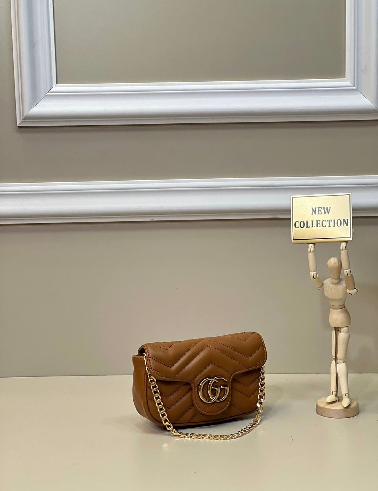 Gucci GG Marmont Mini Chain Bag Brown