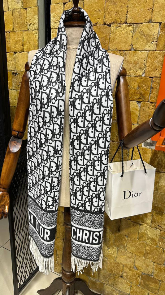 Christian Dior Κασμιρένιο Κασκόλ Μαύρο