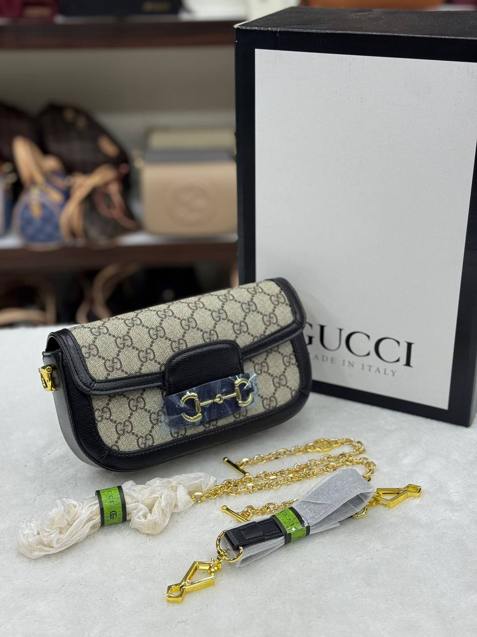 Gucci Horsebit Shoulder Bag Black