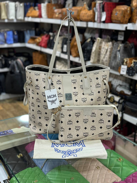 MCM Shopper Bag Beige Set