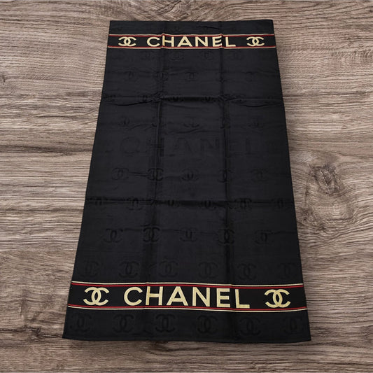 Chanel CC Logo Beach Towel Black