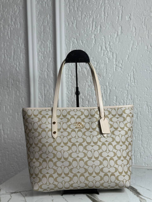 Coach City Tote Signature White