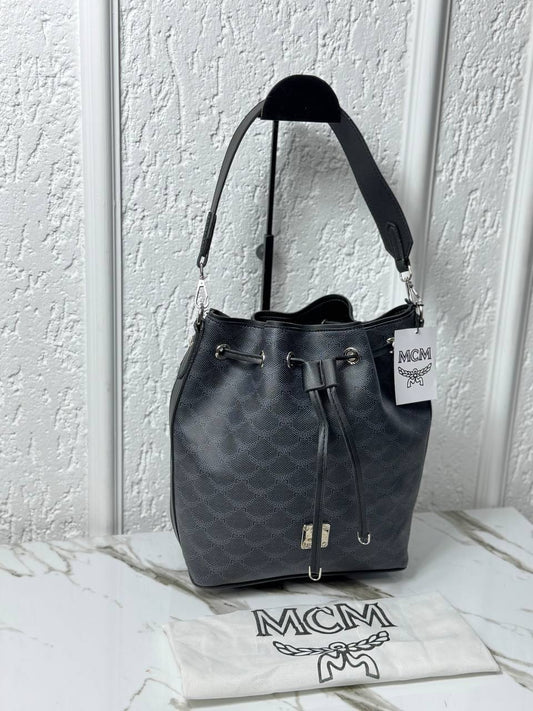 MCM Bucket Bag Black Canvas