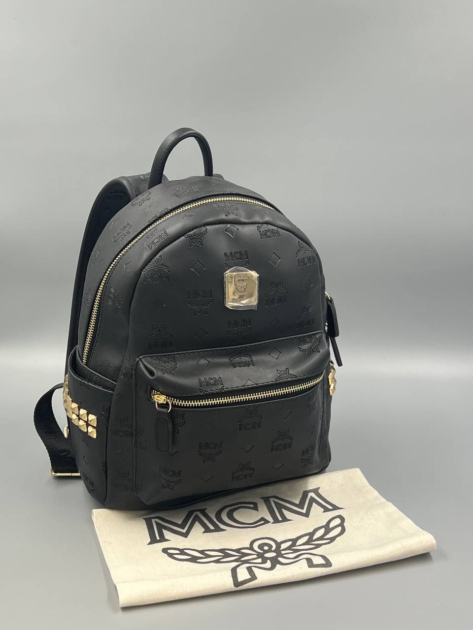 MCM Stark Backpack Black Studded Visetos