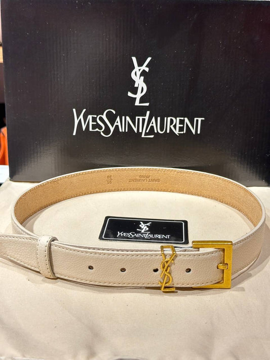 Ζωνη Ysl Μπεζ 4 cm