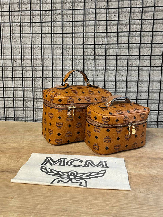 MCM Vanity Case Set Cognac