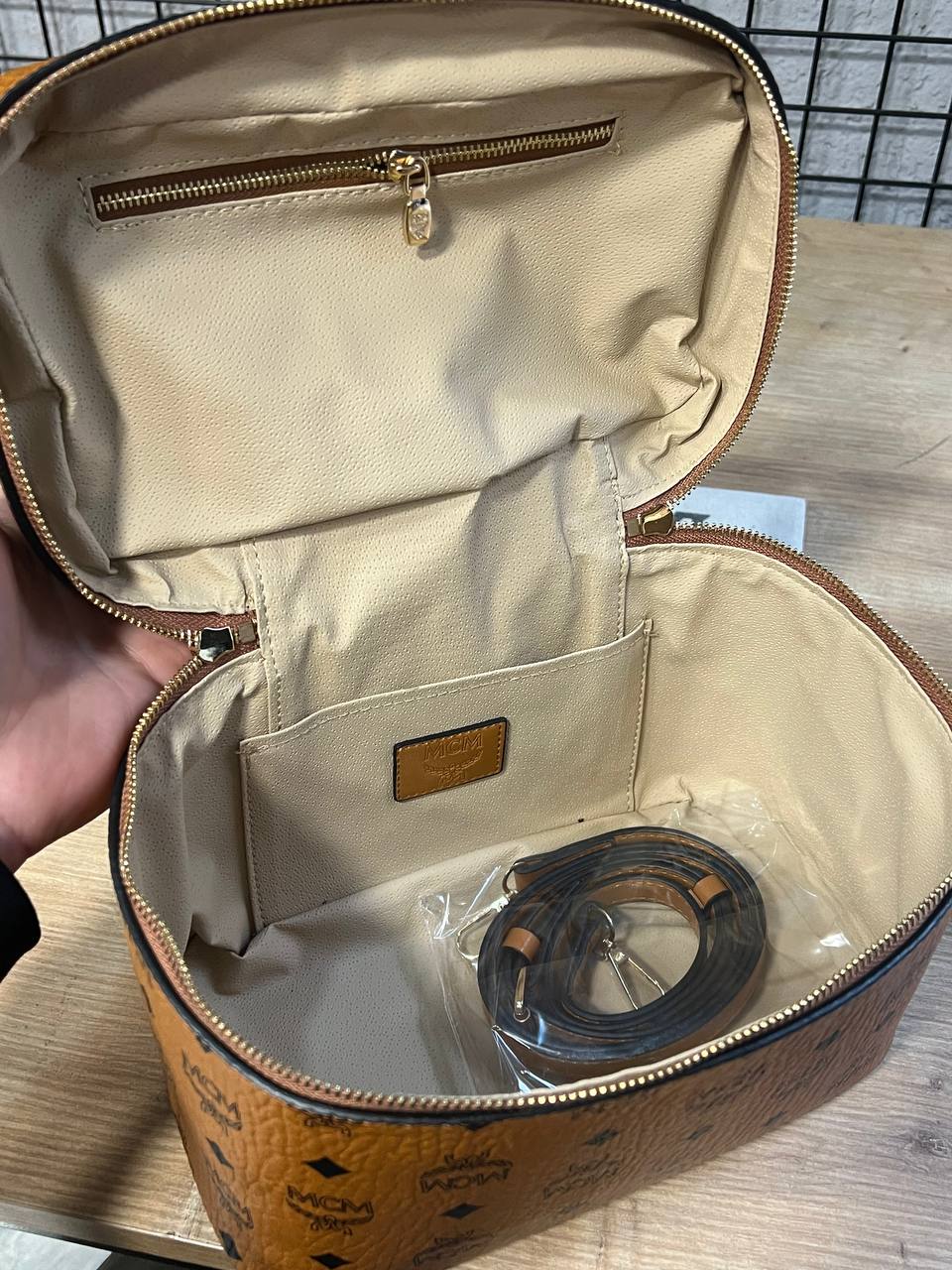 MCM Vanity Case Set Cognac