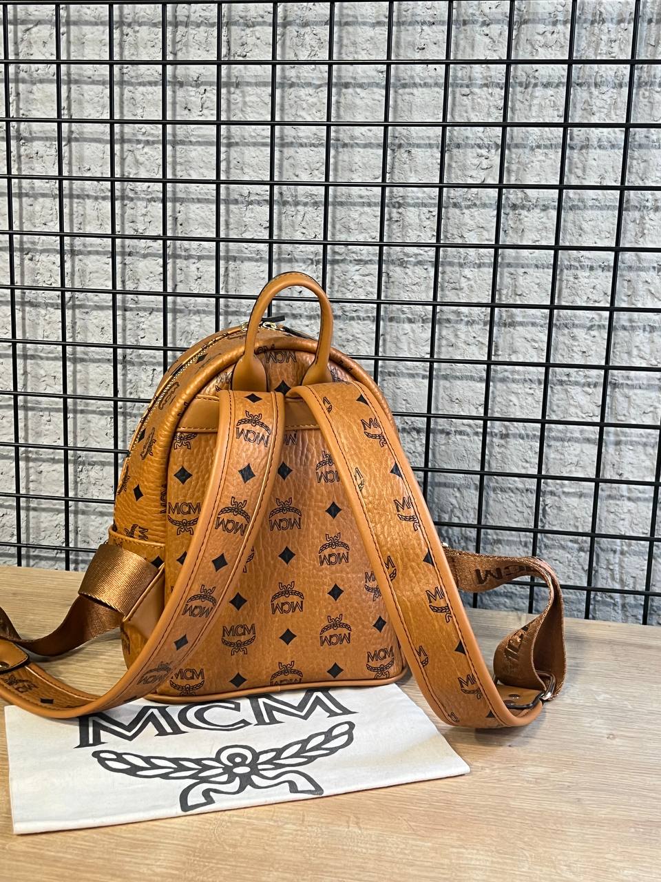 MCM Stark Backpack Mini Cognac Visetos