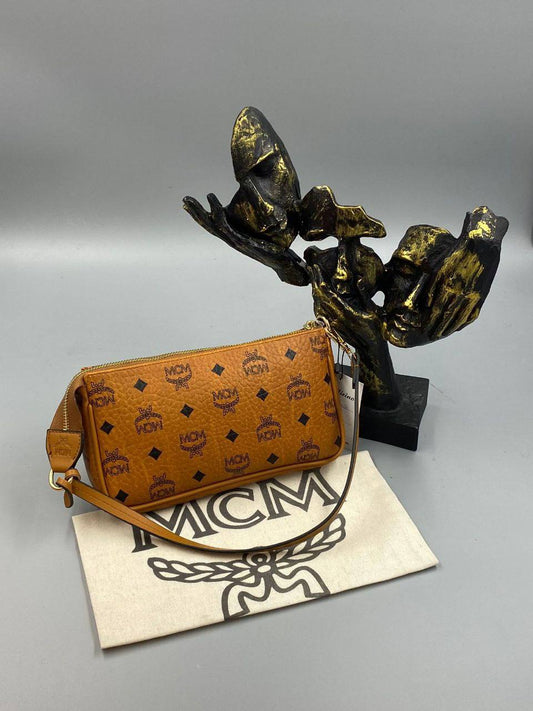 MCM Wristlet Pouch Cognac