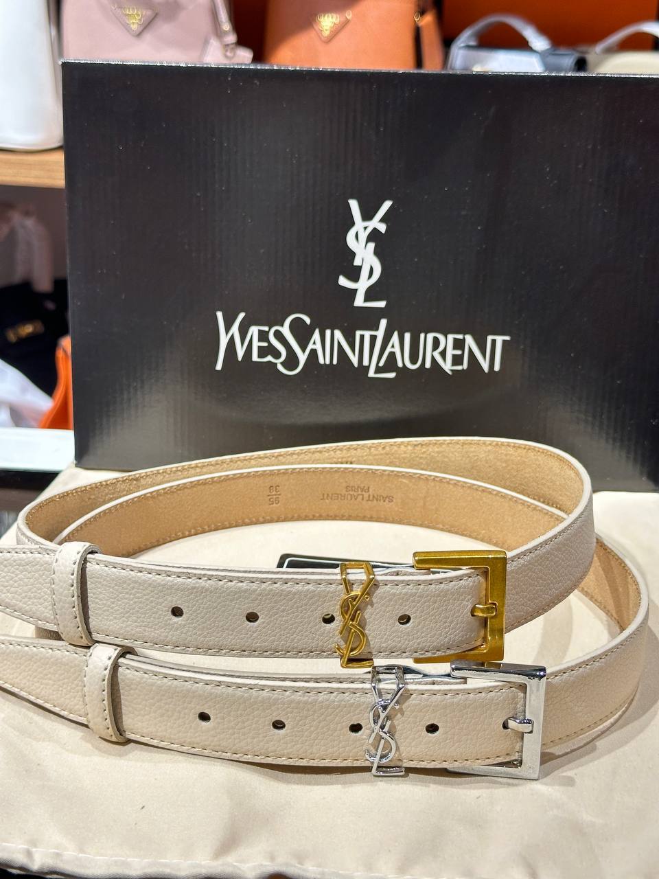 Ζωνη Ysl Μπεζ 4 cm