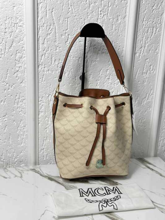 MCM Bucket Bag Beige Canvas