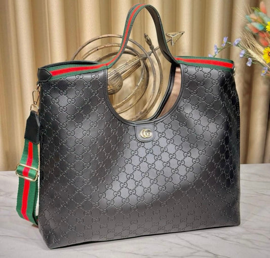 Gucci Ophidia GG Embossed Leather Shopper Bag Black