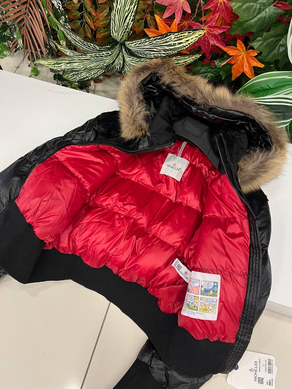Moncler Fur Hood Down Jacket Black