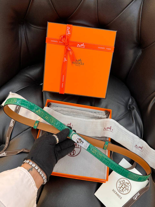 Kelly Belt Croco Green