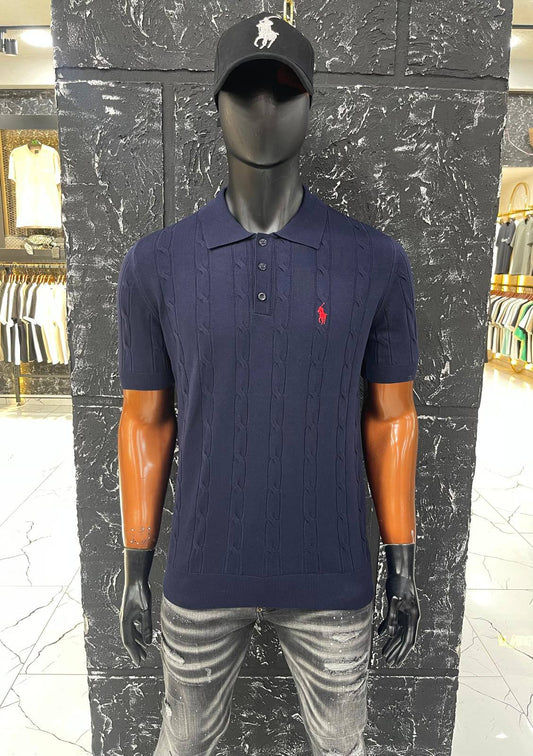 Polo Ralph Lauren Cable Knit Polo Shirt Blue