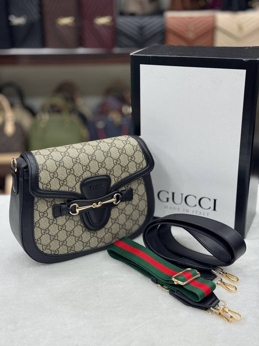 Gucci Horsebit Shoulder Bag Black