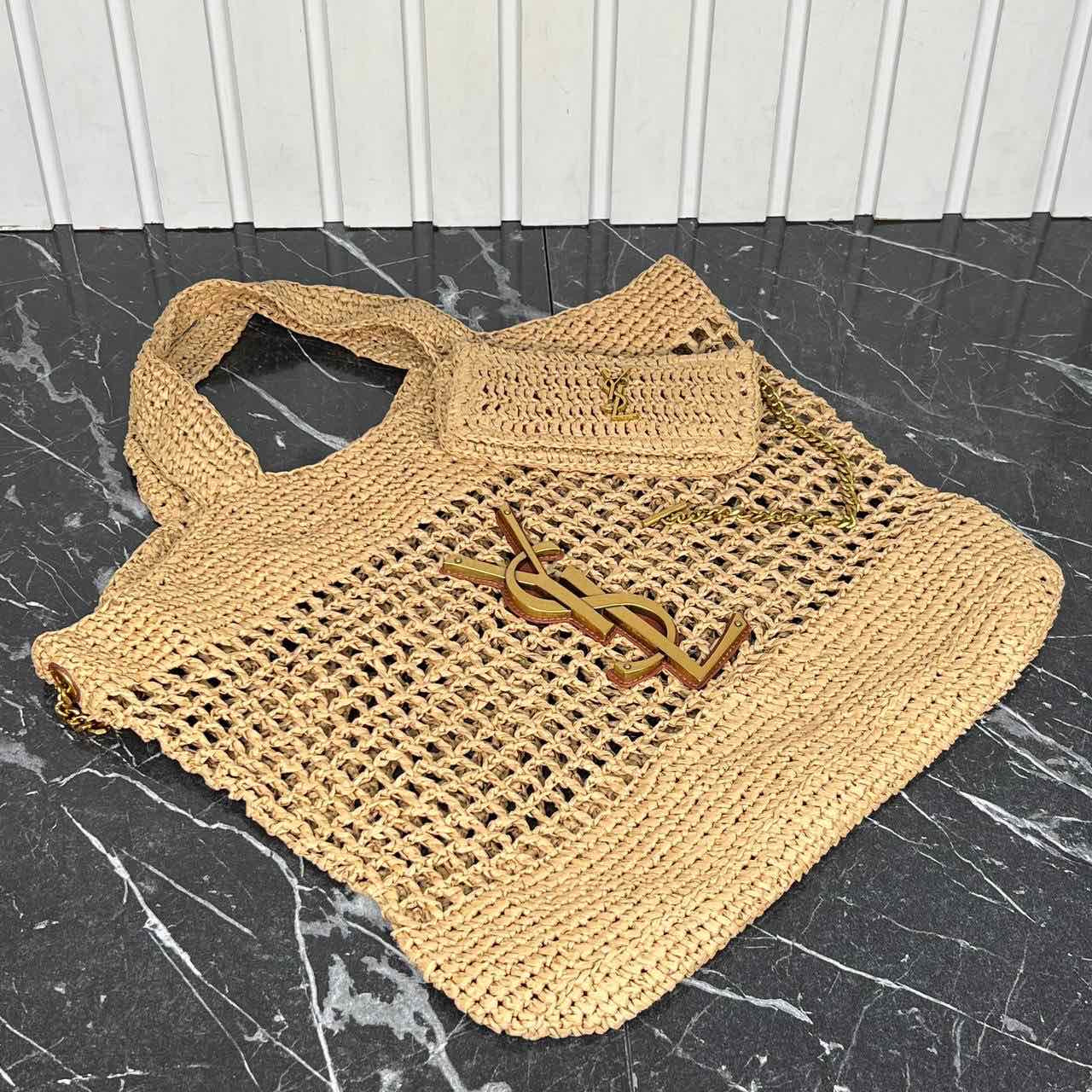 YSL Icare In Raffia