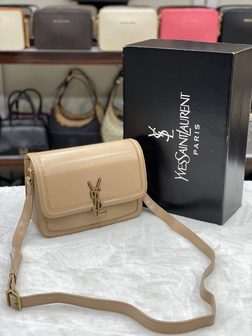 YSL Solferino Satchel Beige