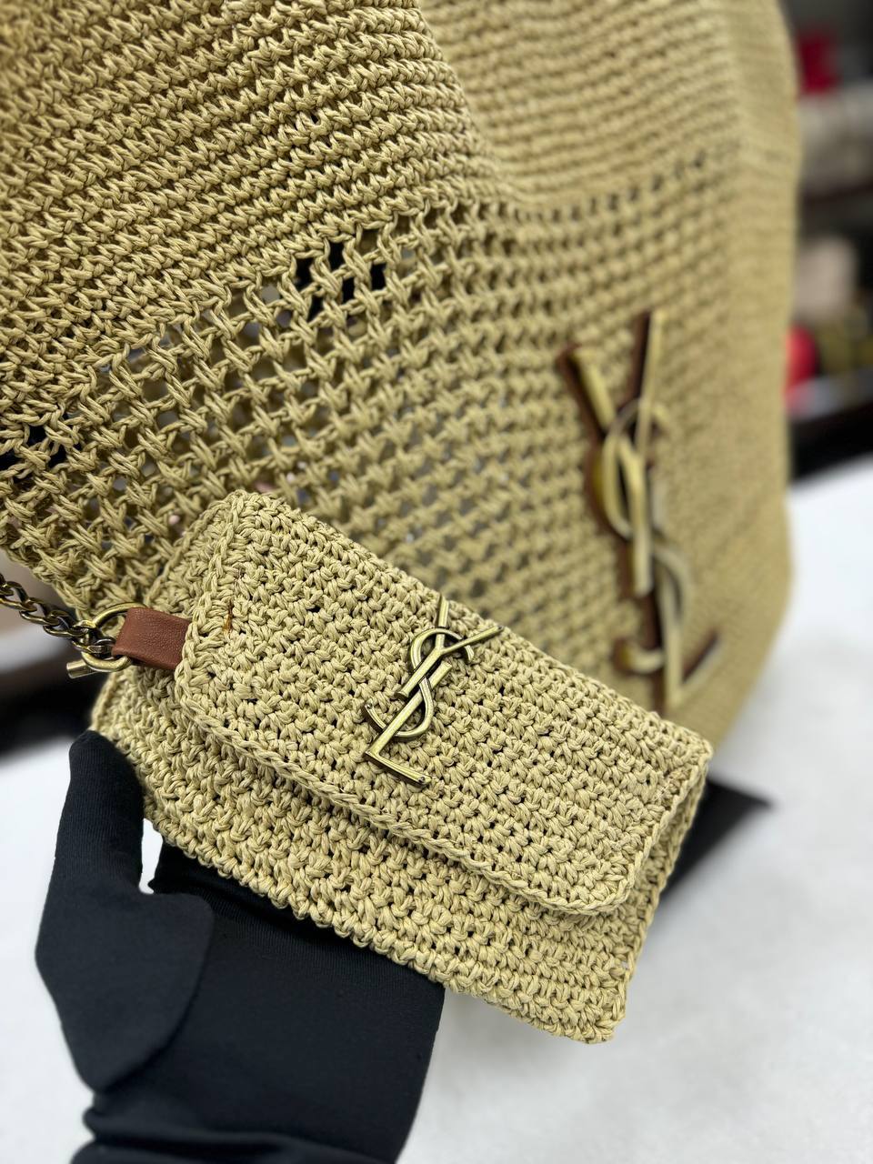 YSL Icare In Raffia