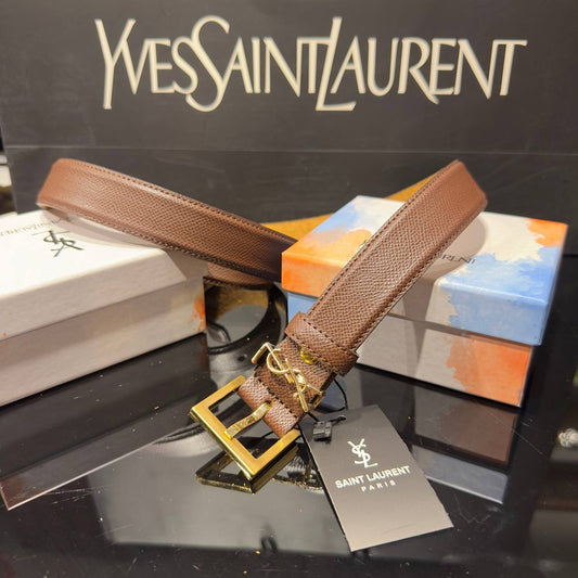 YSL Ζωνη Καφέ Σκούρο 4 cm