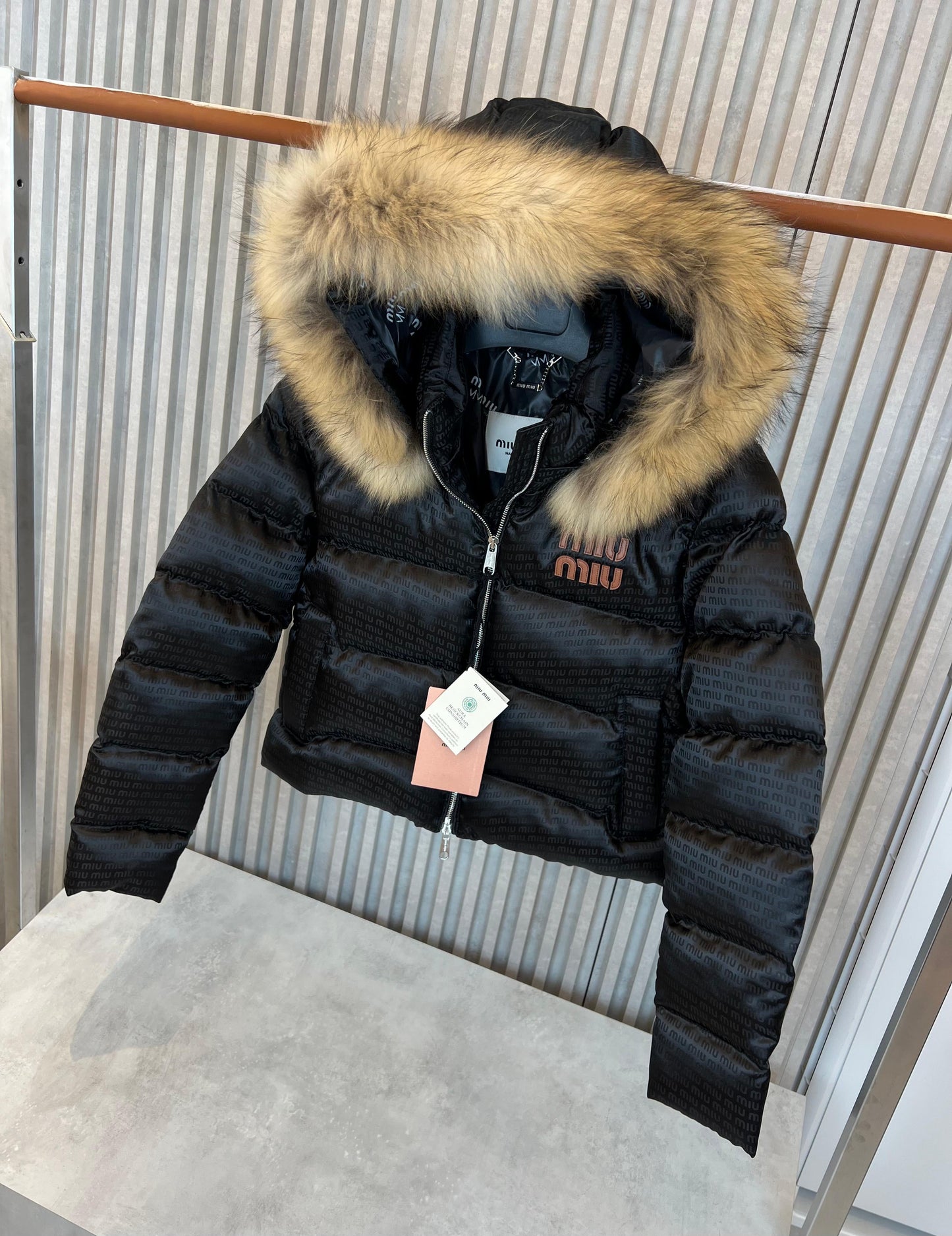 Miu Miu Monogram Puffer Jacket Black