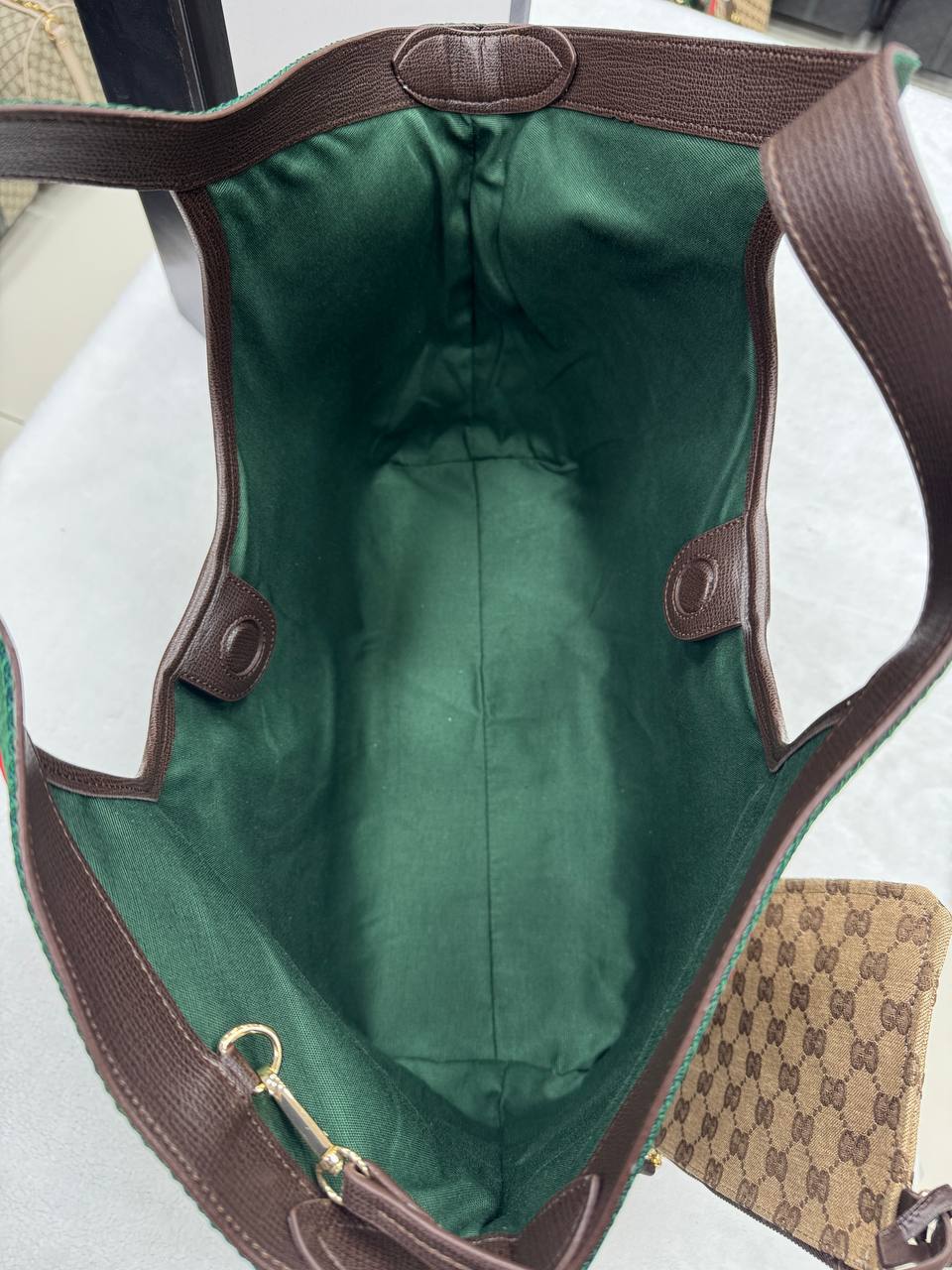 Gucci GG Giglio Canvas Tote Bag Dark Brown